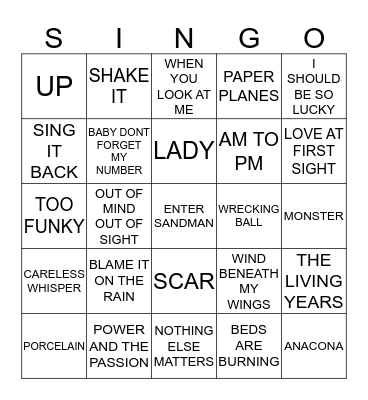 381 ARTISTS STARTING WITH THE LETTER M #3 Bingo Card