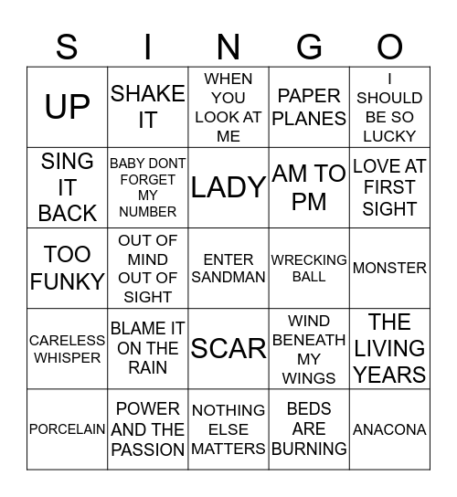 381 ARTISTS STARTING WITH THE LETTER M #3 Bingo Card