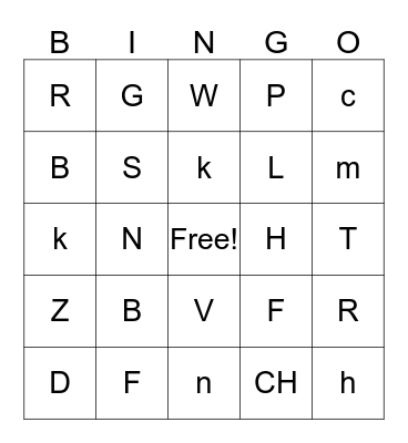Alphabet Sounds Bingo  Bingo Card