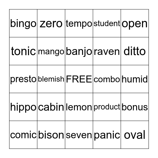 Bingo Card