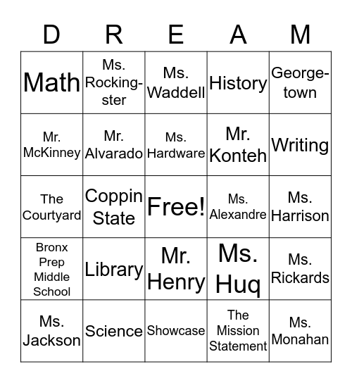 DREAM BINGO Card