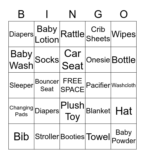 JESSICA'S BABY SHOWER Bingo Card