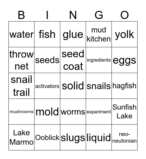 SLIME BINGO Card