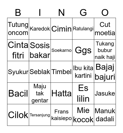 Renata Bingo Card