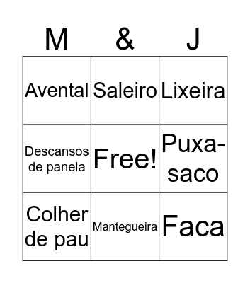 Chá de Casa Nova Bingo Card