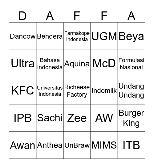 ODDCLIFFOX Bingo Card