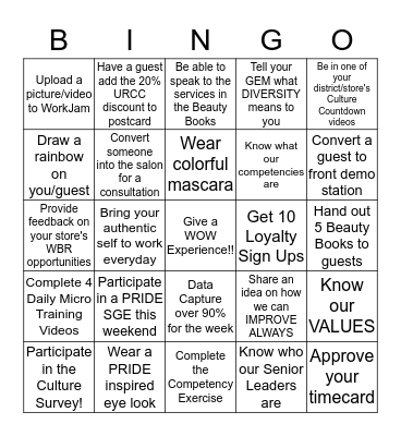 CULTURE BINGO Card