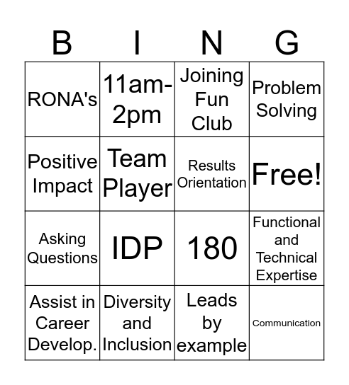 DSC Bingo Card