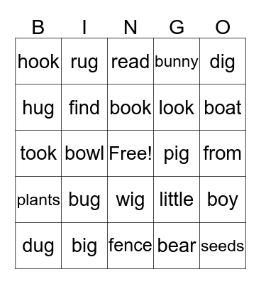 A Bug, a Bear, and a Boy Bingo Card