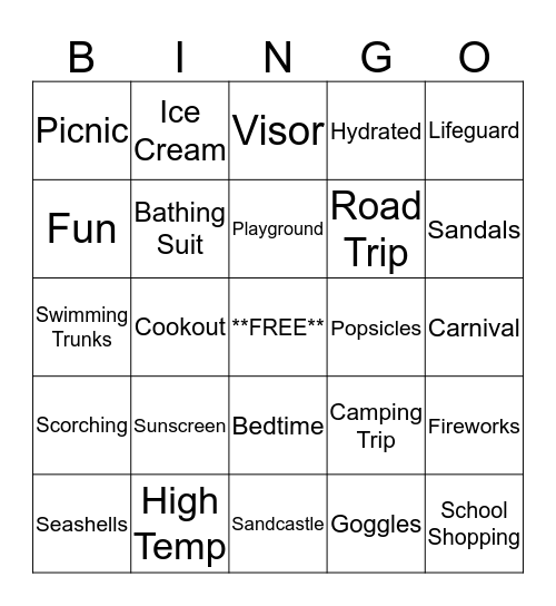 Summer BINGO  Bingo Card