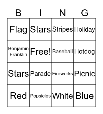 Party in the USA Bingo Card