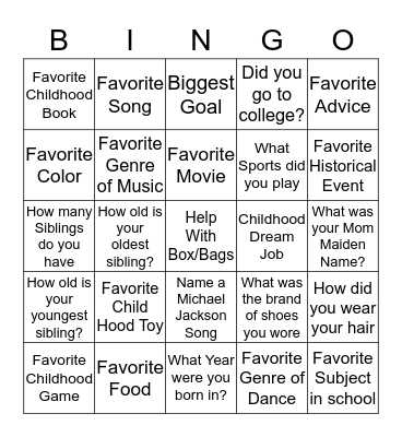 Getting to Know You Bingo Card