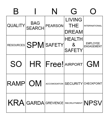 GARDAWORLD BINGO Card