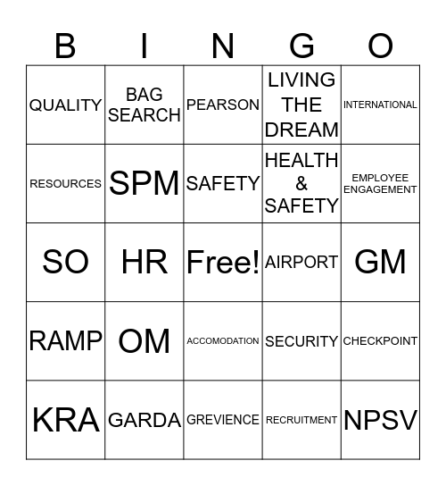 GARDAWORLD BINGO Card