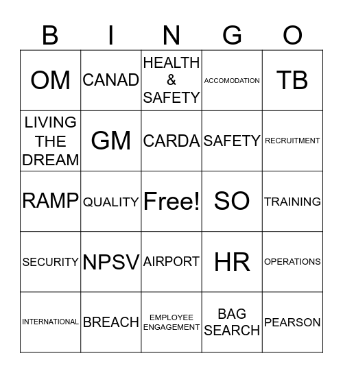 GARDAWORLD BINGO Card