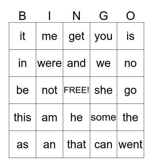 March Sight Words Bingo Card