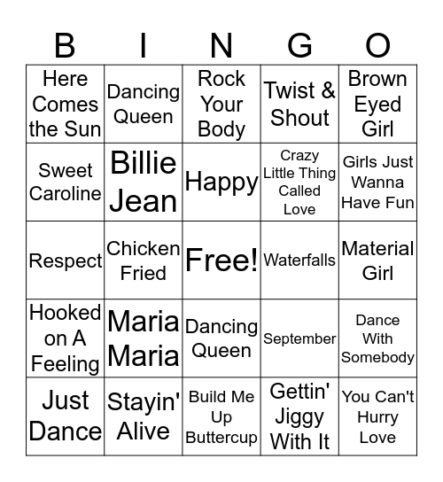 Music Bingo Card