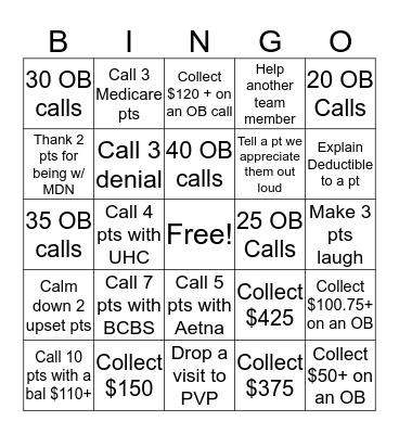 COLLECTION$ Bingo Card