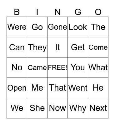 Bingo Baker Bingo Card