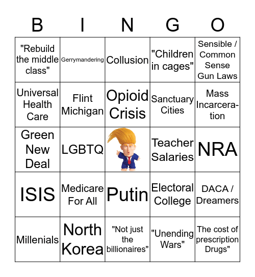 2019 Democratic Presidential Debates Bingo Card