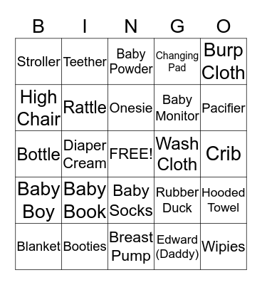 Desiree's Baby Bingo Card
