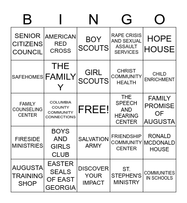 United Way Bingo Card