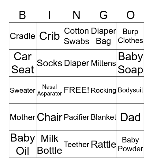 Poonams Baby Shower Bingo Card
