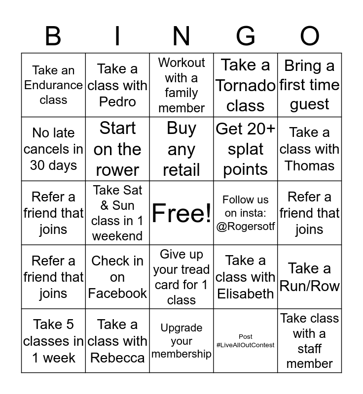 JULY ALL OUT BINGO Card