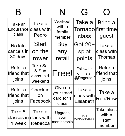 JULY ALL OUT BINGO Card