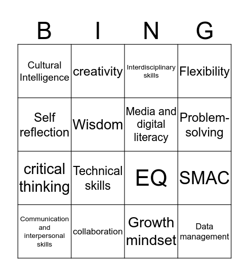 21st century skills Bingo Card