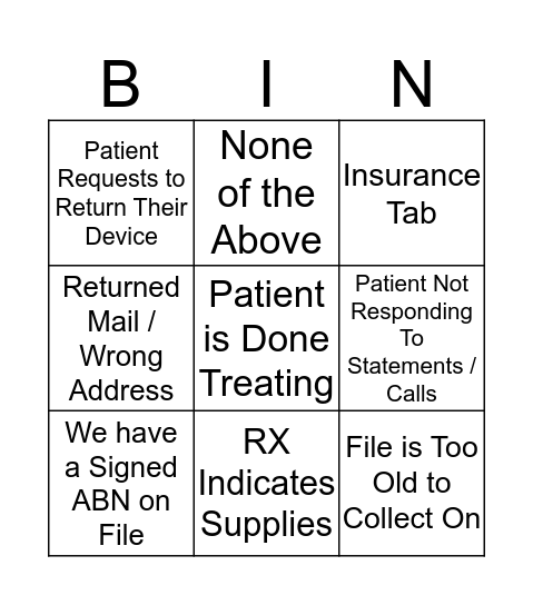 Full File Review Bingo Card