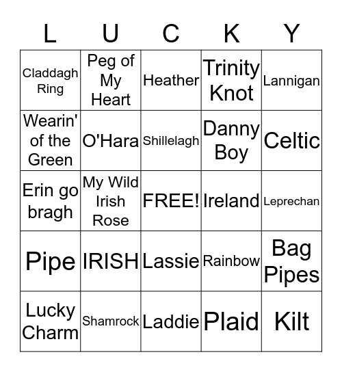 St. Patrick's Day Bingo Card