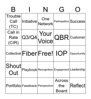 XOC All Hands Bingo Card