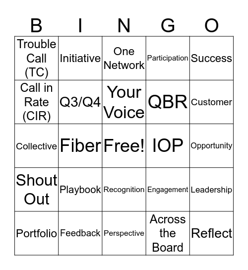 XOC All Hands Bingo Card
