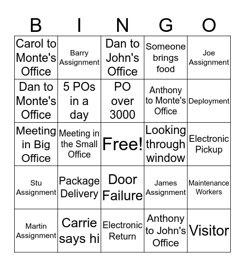 Office Bingo: # 3 Bingo Card