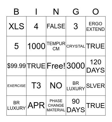 Bedding Bingo Card