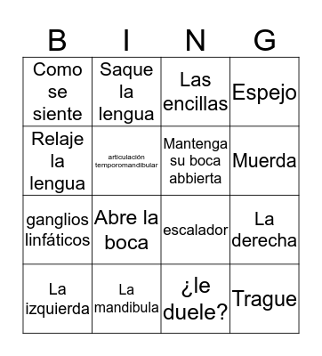 Dental Loteria Bingo Card