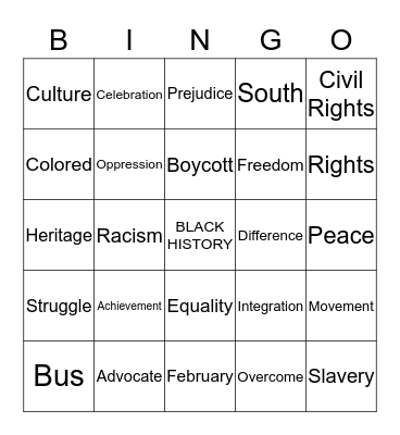 Celebrate Black History Bingo Card