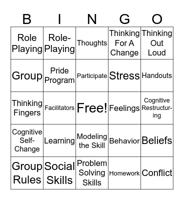 T4C Lesson #1 (Introduction) Bingo Card