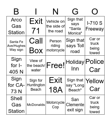 Bus Bingo Card