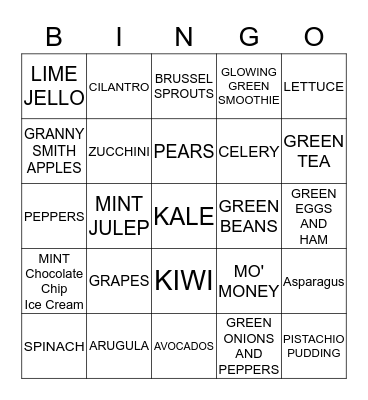ALL THINGS GREEN Bingo Card