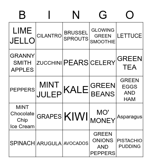 ALL THINGS GREEN Bingo Card