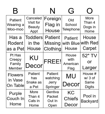 Gentiva Home Health Bingo Card