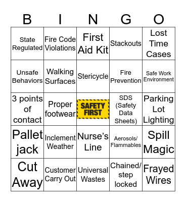 Safety Bingo Card