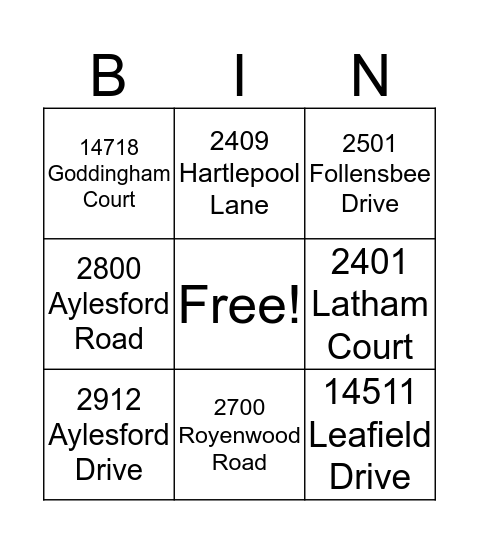 Tour ALL 8 homes & be entered to win a $200 Visa gift card!  Bingo Card