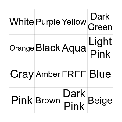 Color Bingo! Bingo Card