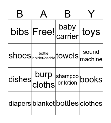 Hannah's Baby Shower Bingo! Bingo Card
