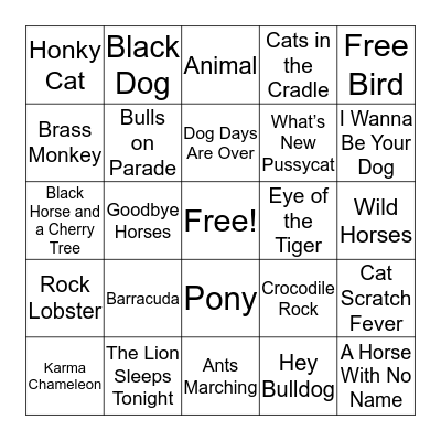 Animals! Bingo Card