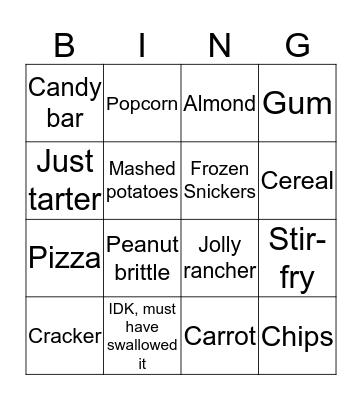 How my tooth broke BINGO Card