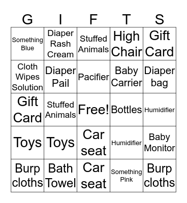 Baby Shower Bingo Card